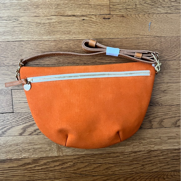 CLARE V Grande Fanny Orange Suede Bag - Picture 1 of 6